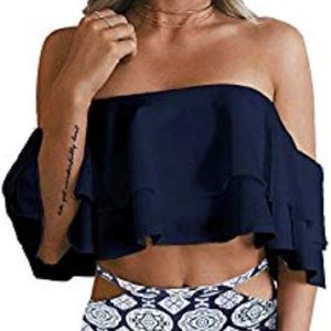 Tempt Me bikini top in navy blue